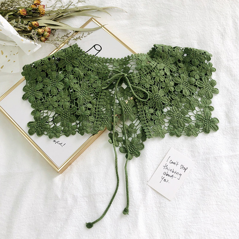 Primavera y verano estilo coreano encaje hueco chal mujer simple falda camisa desgaste exterior falso collar decorativo chaleco