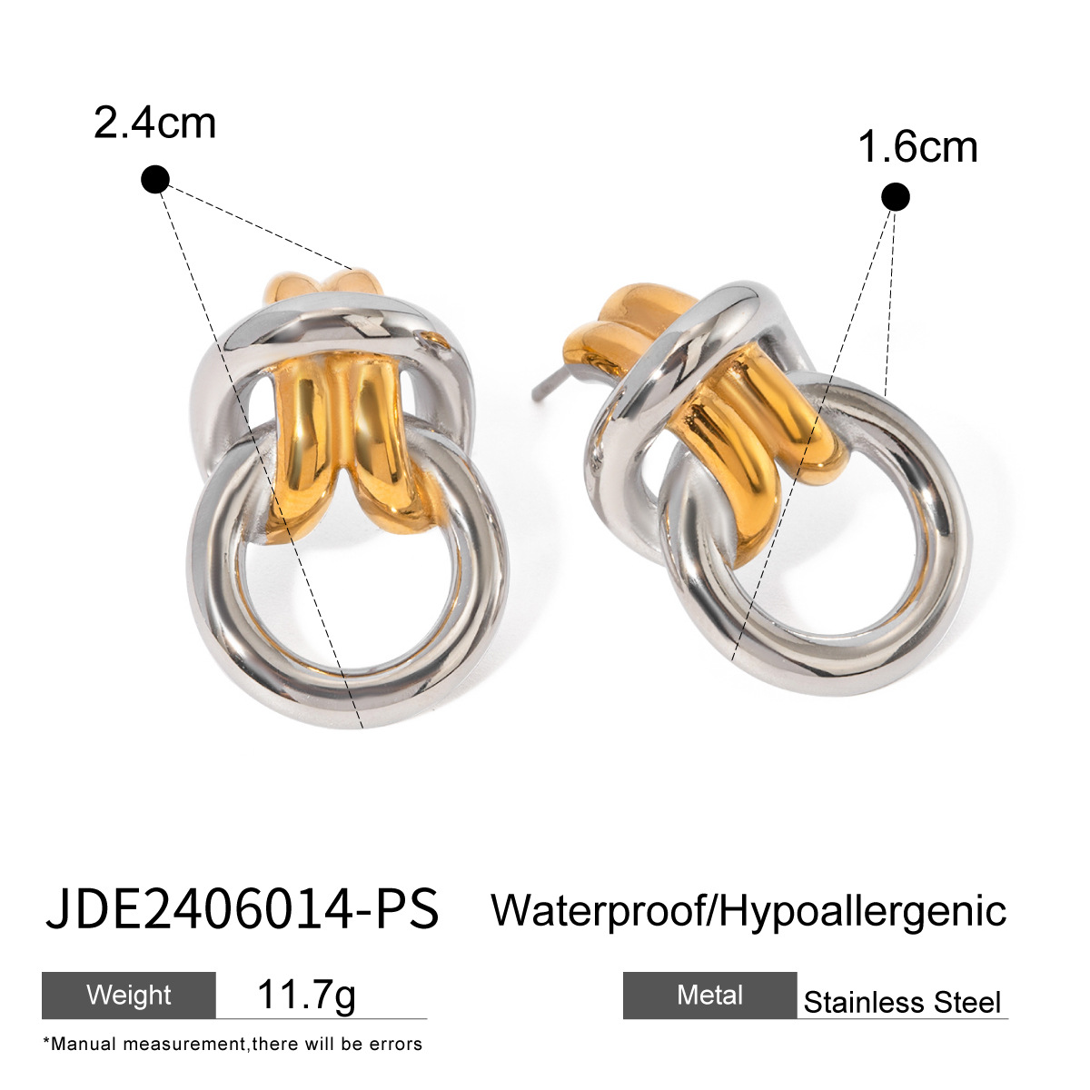 JEDING Europa y los Estados Unidos aretes de acero inoxidable colgante en joyas de orejas de oro de titanio 18k aretes de acero lujosos y de alta calidad