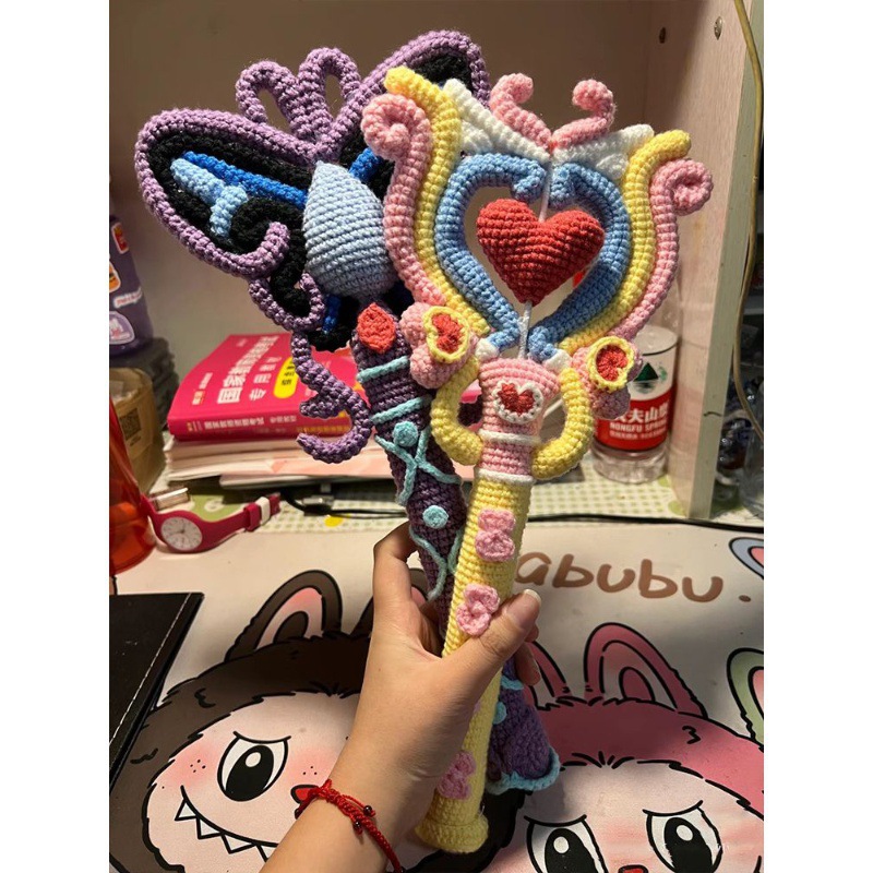 辉毛线团钩针可爱百变小魔仙魔法棒手工编织diy材料包送闺蜜礼物