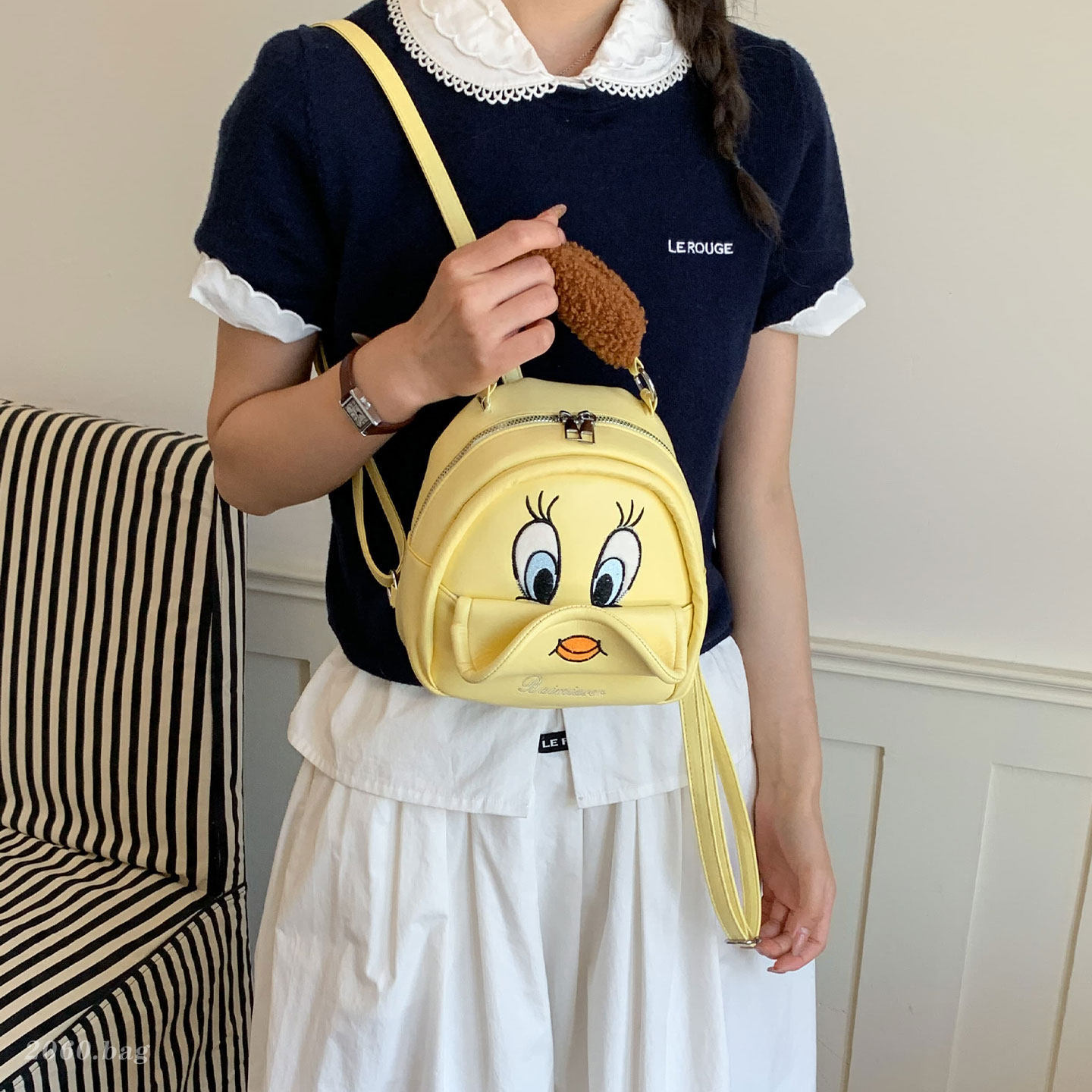 Yuanqi mochila encantadora chica viajar mochila pato 2026 mujer nuevo nicho mini dibujos animados