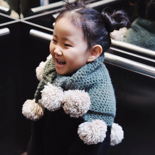 2023 European and American Style Girls' New Wool Scarf Baby Girls' Warm Neck Autumn and Winter Girls' Thickened Neck Sleeve