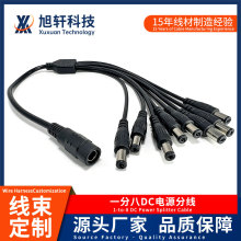 定制DC一分八电源分线 一拖八5.5 2.1转接头 多路监控级联供电线