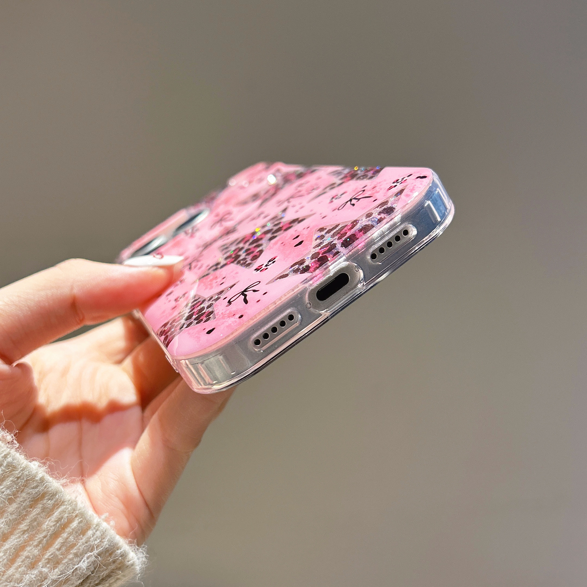 45g Weight iPhone Applicable Brands Phone Cases Classification Plastic Material Star, Leopard Pattern Pink Color Samsung Leopard Star IPhone16 Phone Case Compatible With Apple IPhone17ProMax New Model 15/14 Pink IMD Material
