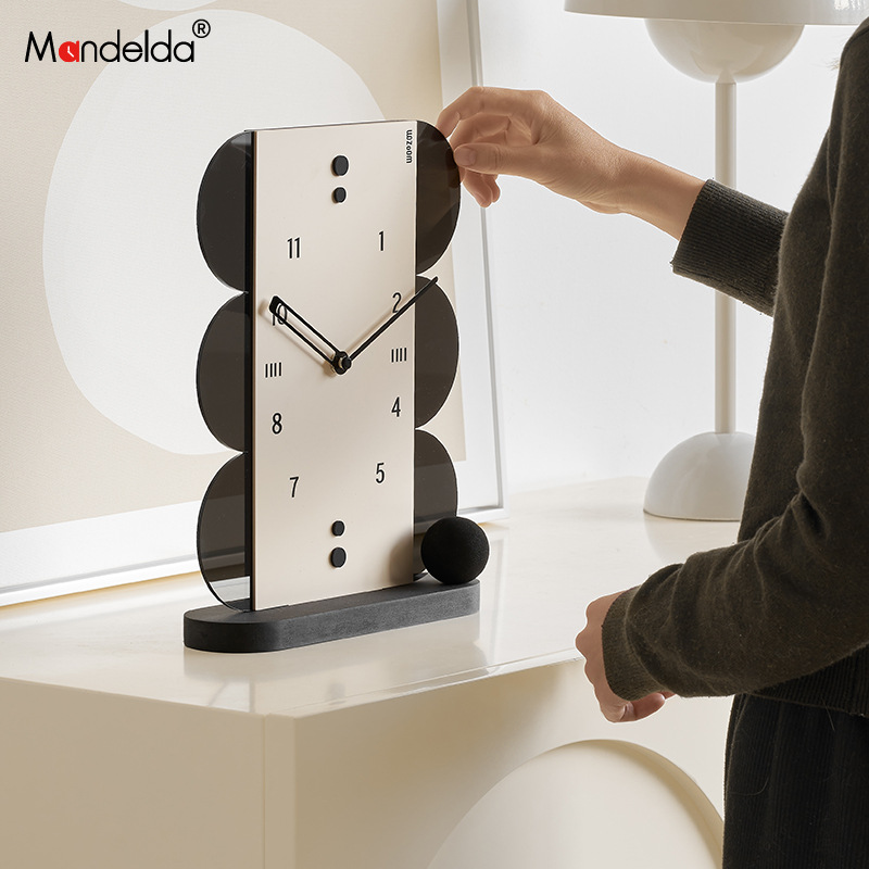 Mandelda Desktop Ornaments Style Bedroom Room Office Decoration Clock Table Style Creative Simple Modern