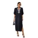 沙滩罩衫绳绣度假长袍比基尼防晒衫跨境亚马逊21038（4色）L