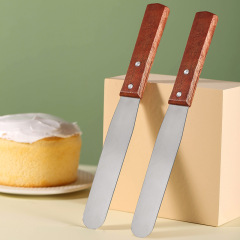 Baking tools 6-inch wooden handle spatula baking smoothing knife stainless steel baking knife cake tool spatula wholesale