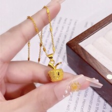 金店同款沙金饰品车花磨砂平安果圣诞节女久不掉色小众精致毛衣链