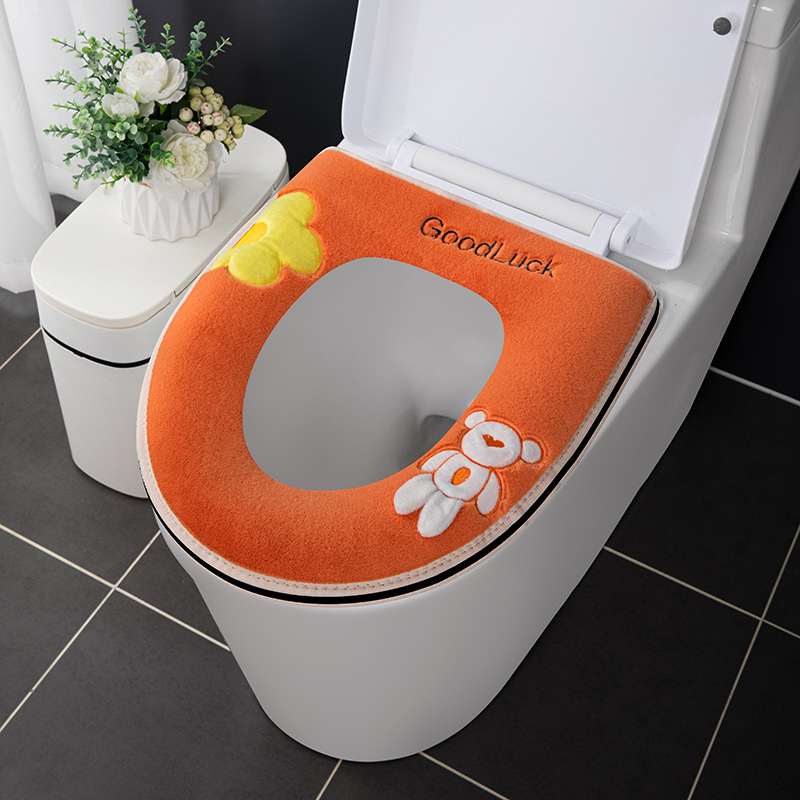 Otoño e Invierno estera del inodoro con la manija de la arandela del asiento Four Seasons universal impermeable cubierta del inodoro del hogar cubierta del inodoro estera