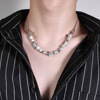 Men's trend necklace stainless steel from pearl, accessory hip-hop style for beloved, European style