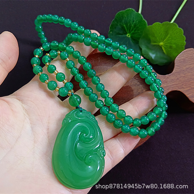 그린 루이(48*31mm) 칼세도니 비드 체인 포함