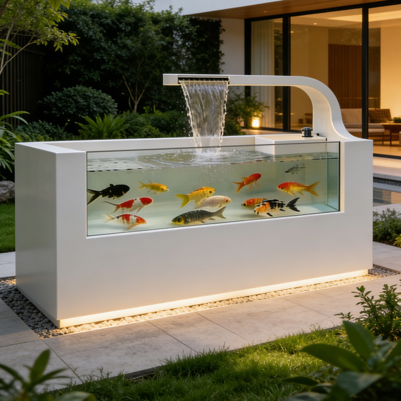Customized Stainless Steel Landscape Water Pool, Outdoor Finished Waterfall, Fish Pond, Villa Courtyard Circulating Filtered Water Feature