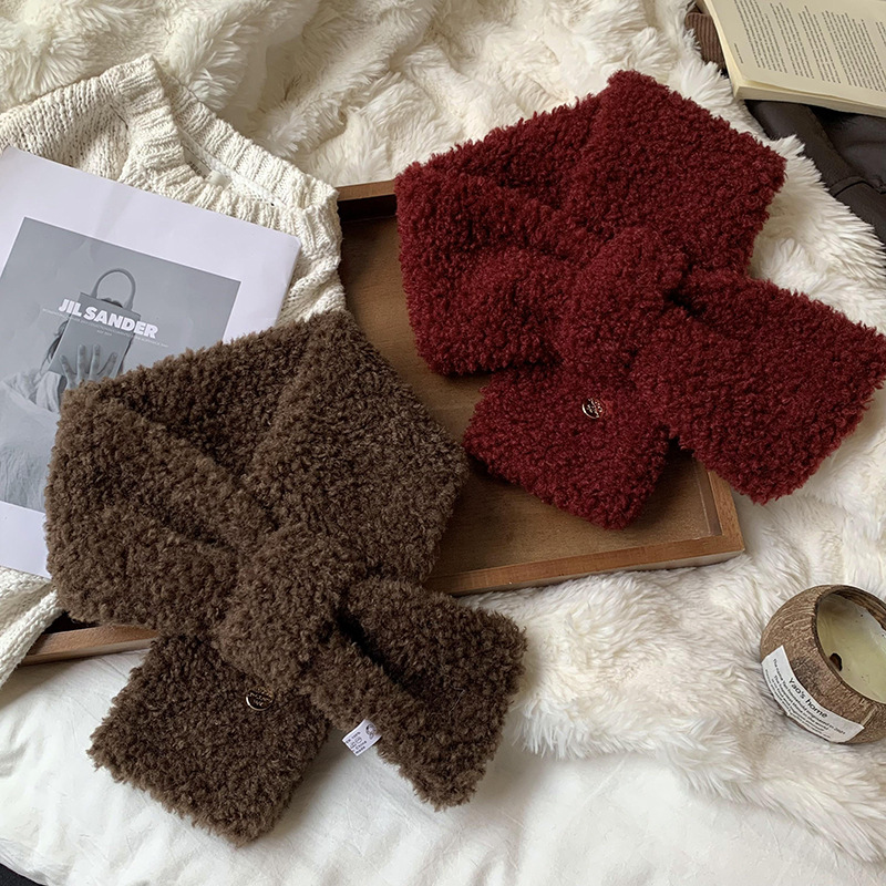 Invierno calentamiento de alta sensación de vello más grueso 2025 nuevo estilo coreano de protección de cuello de vello collar bufandas de peluche