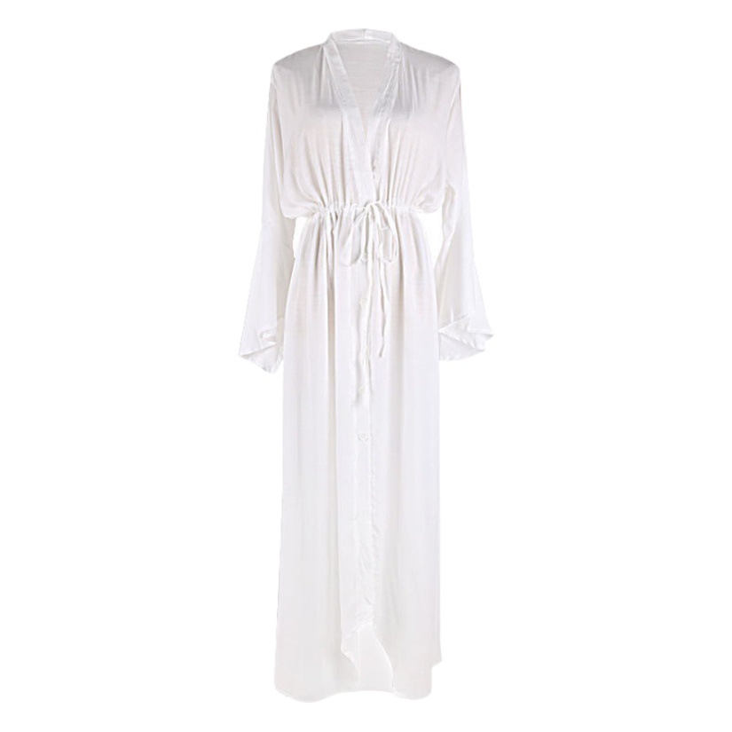 Beach Blouse Bamboo Cloth Button Trumpet Sleeve Beach Vacation Dress Cross Border Amazon