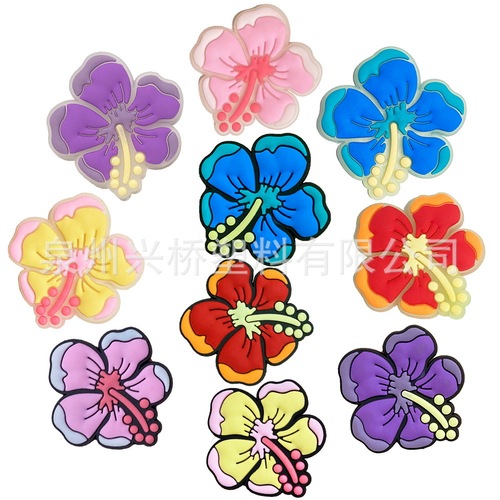 Cross-border best-selling Croc Flower Series hole shoes DIY accessory PVC soft rubber detachable shoe accessories Croc shoe flowers shoes