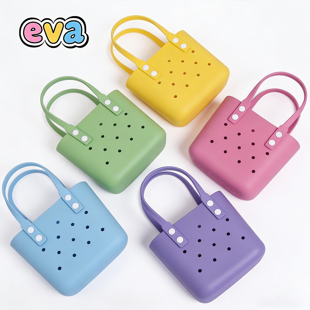 Eva Beach Bag Large Capacity Waterproof Storage Korean Fashion Handbag Printed Bag Fashionable Women's Perforated Bag