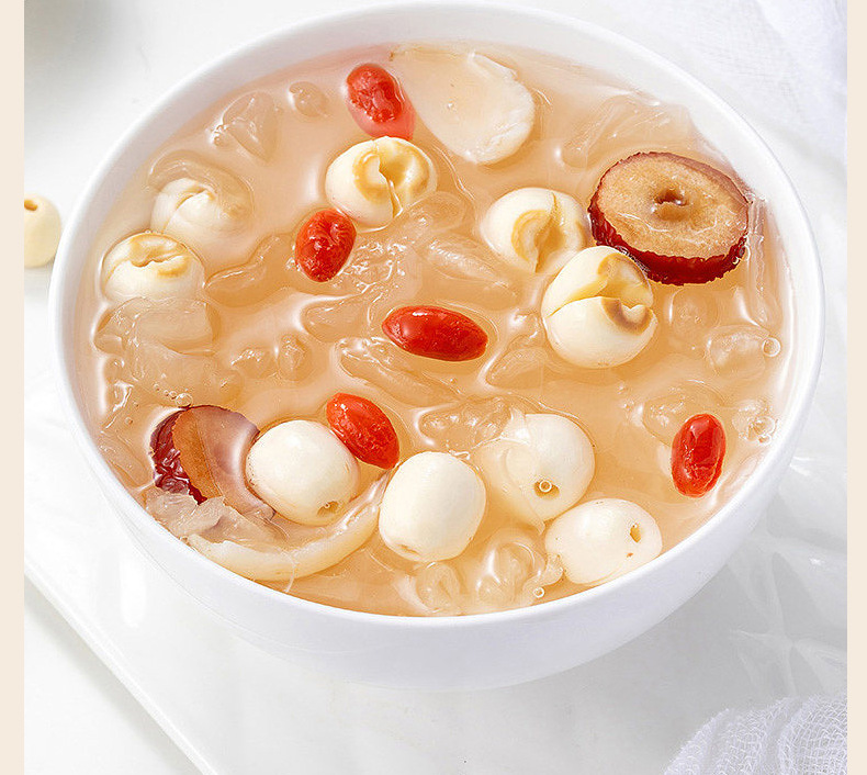 Dried White Lotus Seeds Lian Zi 500g Coreless Polished Skin Lotus Seed Kernels for Soup Congee and Desserts in use