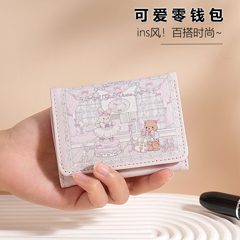 70% off 지갑 여성 2025 새로운 스타일 여자 멋진 만화 동전 지갑 ID 카드 홀더 짧은 지갑 학생