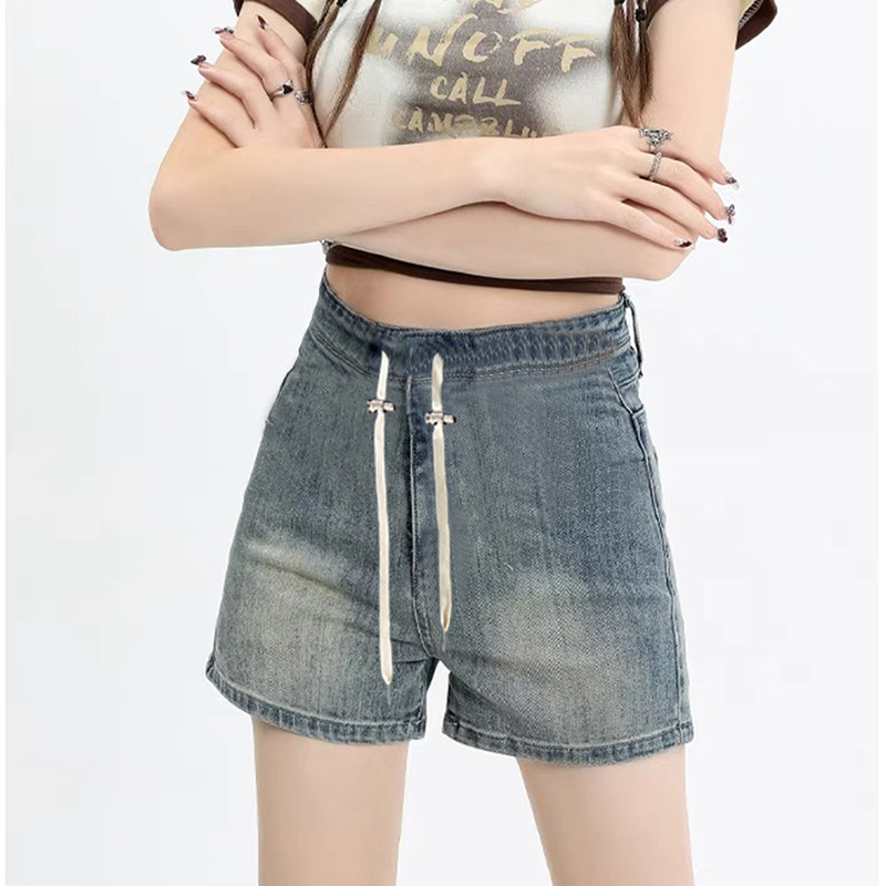 Maternity Pants Three-Color Maternity Drawstring Three-Point Denim Shorts 2025 Summer New Hot Mom A-Line Straight Hot Pants
