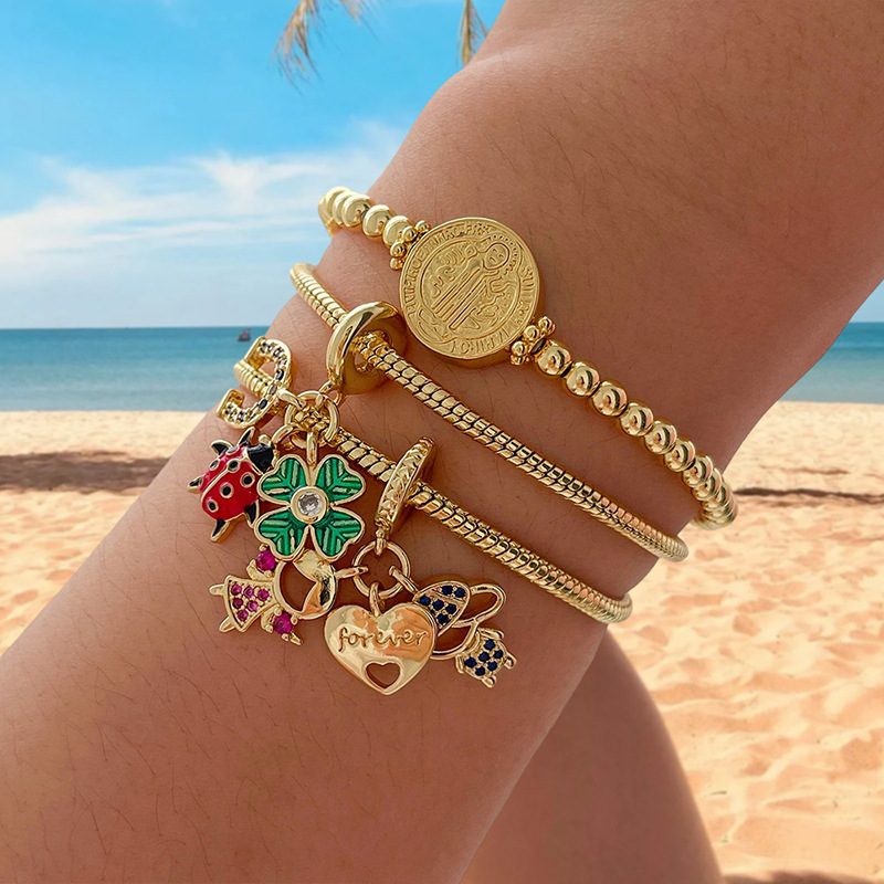 Amazon Zircon Round Ladybug Shell Love Pentagram Bracelet for Women European and American Niche Fashion Oil Drop Bracelet for Women