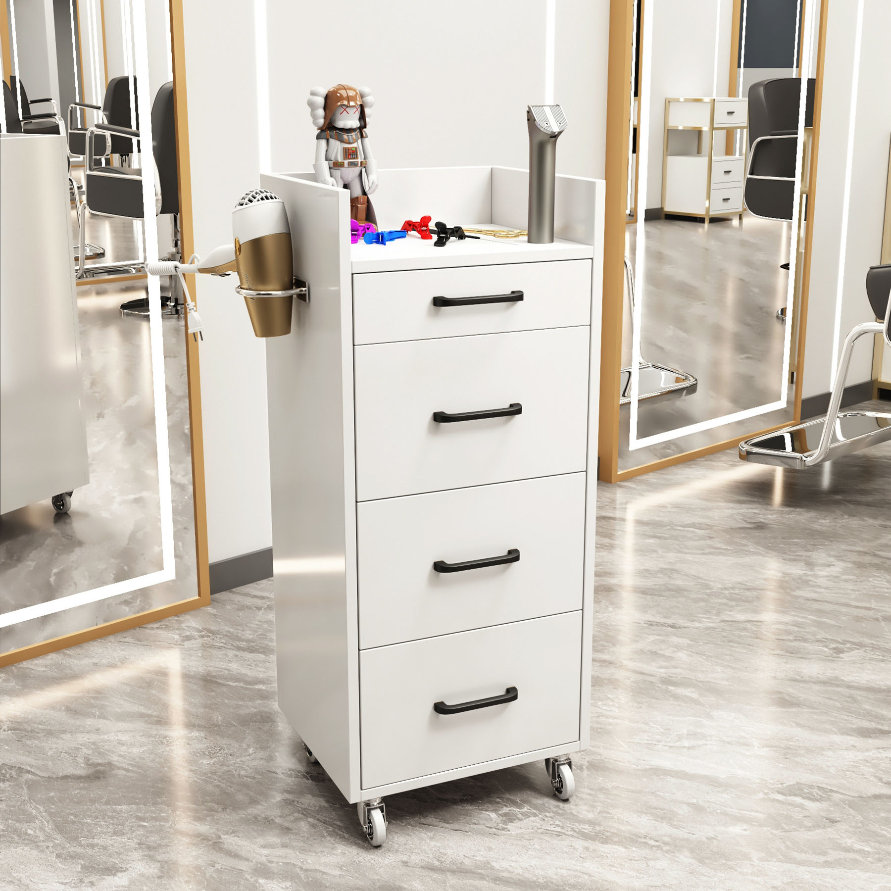 Nuevo gabinete de herramientas de peluquería de alta calidad gabinete de salón de peluquería carro móvil sin instalación móvil gabinete de herramientas de almacenamiento de madera sólida