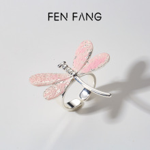 夏日多巴胺彩色蜻蜓戒指女小众高级感指圈指环简约气质百搭开口戒