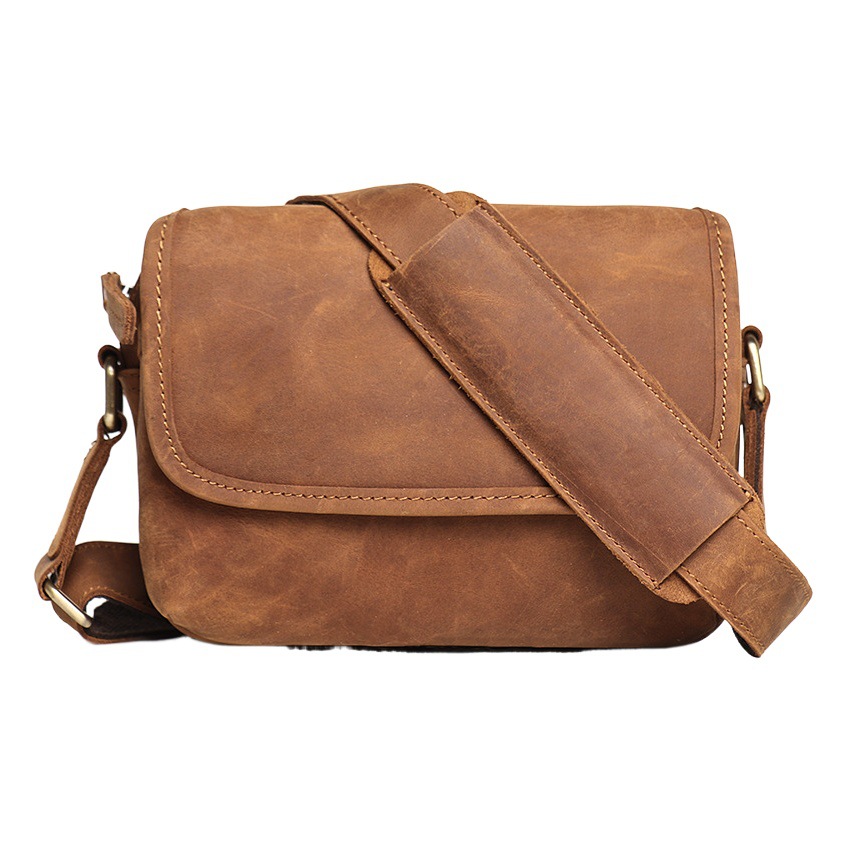 Comercio exterior nuevo loco caballo cuero retro bolso de los hombres de cuero genuino bolso de hombro de los hombres bolso bandolera de las mujeres de gran capacidad iPad pequeño bolso cuadrado