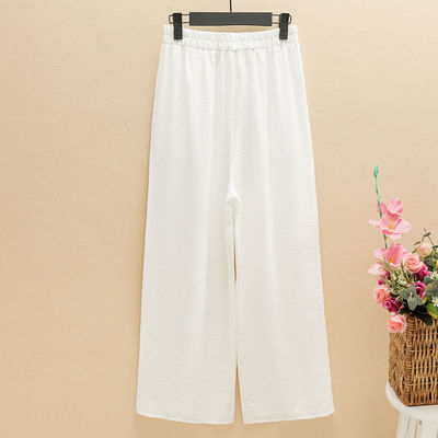 white Wide leg pants Cotton and hemp Panties leisure time Paige Straight Nine points trousers Show thin Summer and fall Thin section Flax Thigh pants