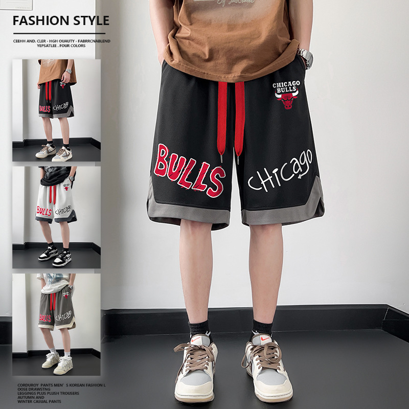 American Retro Basketball Training Pants Bulls Flying Shorts Men's Sports Quick-Dry Breathable Basketball Tennis Pants Summer