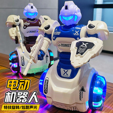 儿童电动特技旋转星光机器人带音乐灯光摇摆跳舞益智玩具跨境批发