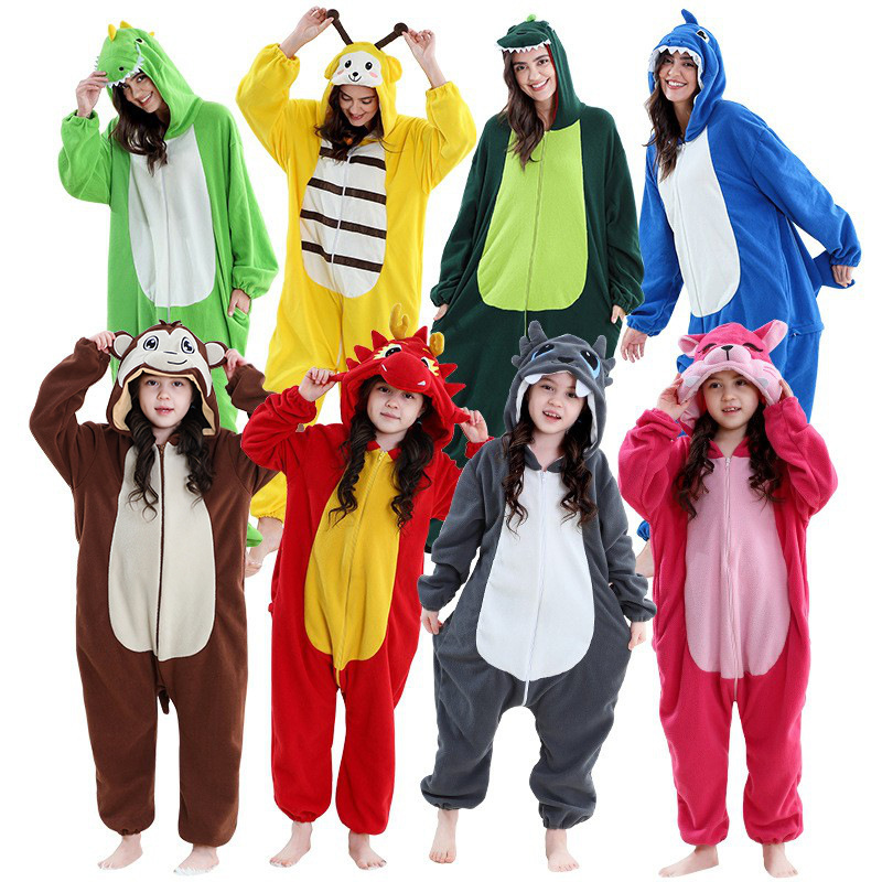 Michely Cartoon Animal-Shaped Family Matching Fleece Hooded Loungewear Cross-Border Family Pajamas Michely Cartoon Animal-Shaped Family Matching Fleece Hooded Loungewear Cross-Border Family Pajamas