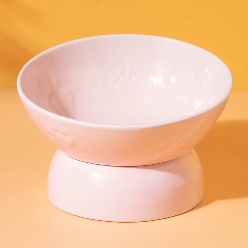 Tazón en relieve con garra inclinada con pies (tazón rosa con pies rosas)