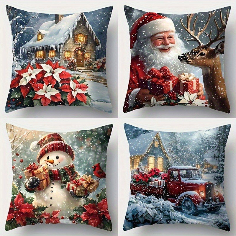 Navidad encontrada explosión abrazo funda de almohada festivales conejo alce decoración sofá atmósfera sensación de lino funda de cojín al por mayor image 24