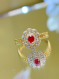 18K Gold Natural High-Quality High-End Jewelry, Beautiful Ruby Ring Jewelry, Tiktok Wholesale Generation