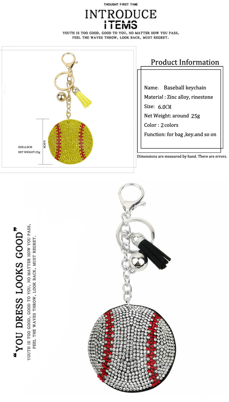 30g Weight 1 Piece Fashion Ball Alloy Plating Rhinestones Keychain