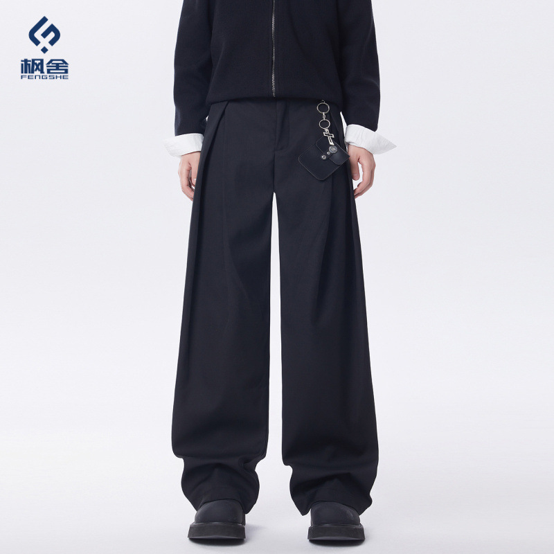 Men's Clothing / Tall Men's Extended Length Fall/Winter Drapey Wide-Leg Floor-Length Pants Loose Straight-Leg Dress Pants Men's Casual Pants
