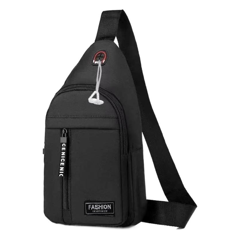 Men's chest bag waist bag crossbody bag earphone multi-function travel shoulder bag casual business bag
