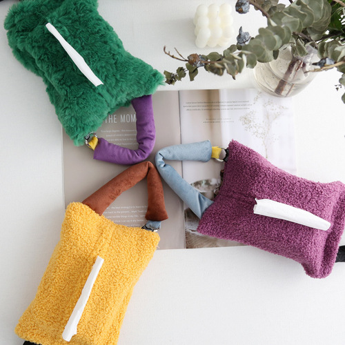 Beautiful elements, creative high-end sense ins style living room fabric tissue box, cute car hanging tissue box new product