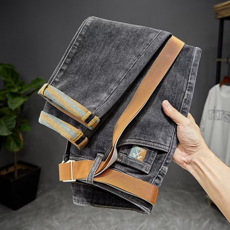 Korean version of new jeans, trendy elastic slim fit small leg casual and versatile slimming cropped pants, men's_voghion.com