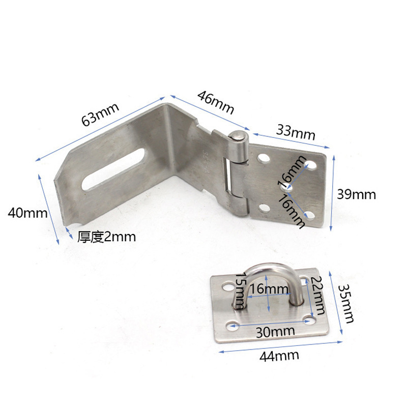 Wugang hardware de acero inoxidable engrosado 90 grados de bloqueo de ángulo recto perno de puerta puede ser bloqueado con candado abierto bloqueo antirrobo perno al por mayor