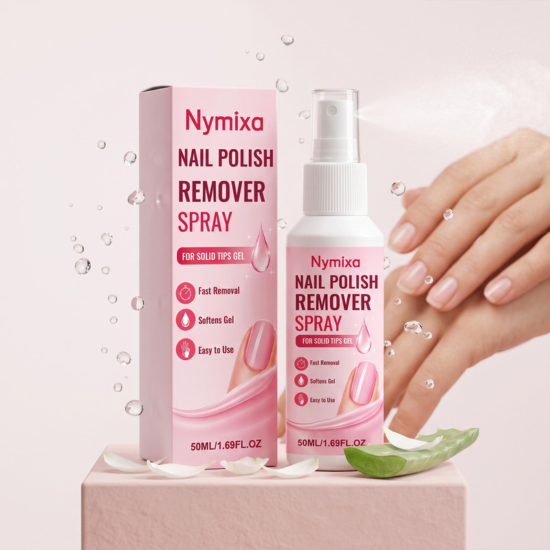 Nymixa Nail Polish Remover Spray is gentle and non-irritating, effectively cleaning residual glue from the nail surface Nymixa Nail Polish Remover Spray is gentle and non-irritating, effectively cleaning residual glue from the nail surface