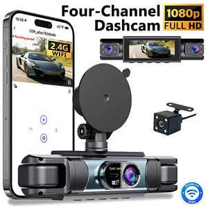 Cross-border four-lens dashcam with high-definition night vision, four-channel 1080P panoramic parking monitoring, and WiFi connectivity