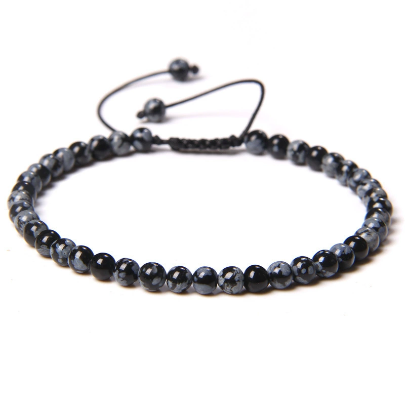Органический текстильный регулируемый натуральный минерал, бисер bracelet для йоги ручной работы, украшение, аксессуар, (跨境贸易), 4 мм, с камнем