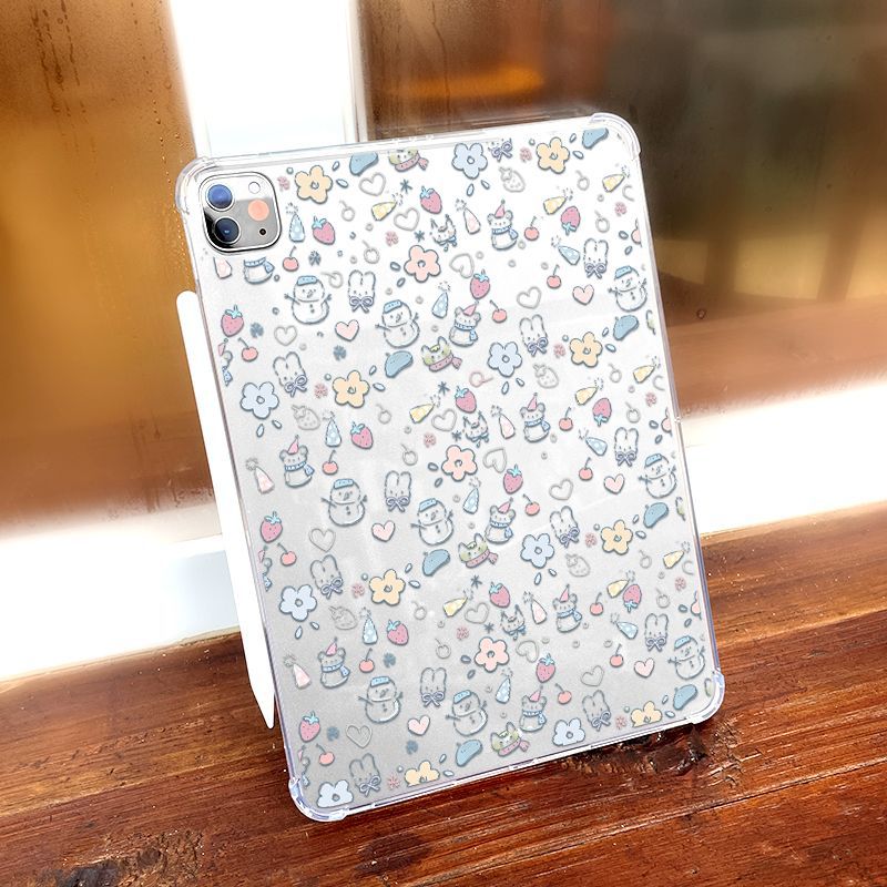 For Apple iPad air4 Cute 5 Generation Protective Cover Soft Pro11 Transparent Cartoon Single-sided Thin 9.7 Inch 10
