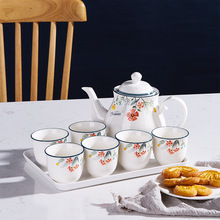 陶瓷茶壶家庭用耐高温大中小容量过滤壶冷水壶酒店防爆茶水壶水杯