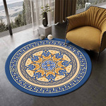 跨境批发圆形地毯卧室耐脏脚踏垫波斯风水晶绒地毯可水洗客厅地毯