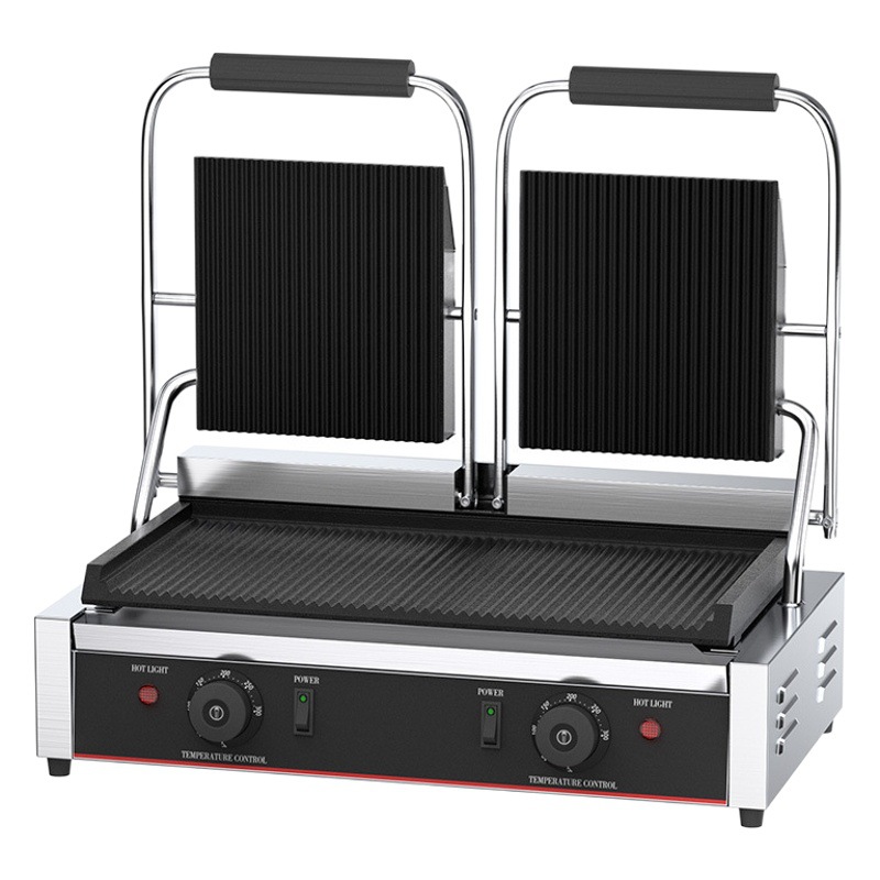 Placa de barbacoa de sándwich eléctrico de magnesio plancha comercial antiadherente de una cabeza de doble cabeza Papani plancha de freír de doble cara