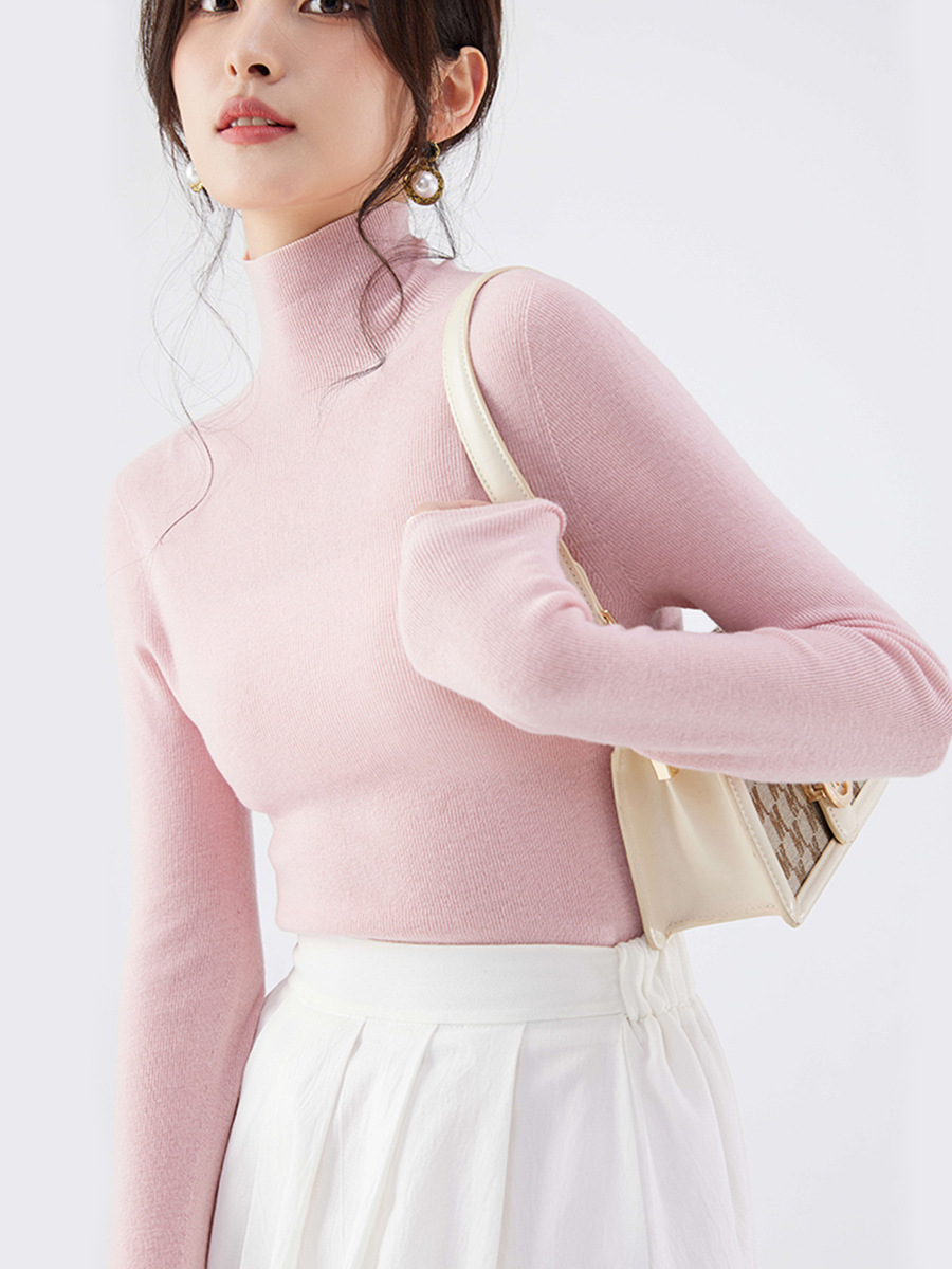 Machine Washable Seamless 18-Gauge Fine Knit Base Layer Sweater 100% Pure Fine Wool Sweater Women's Autumn and Winter Turtleneck Sweater