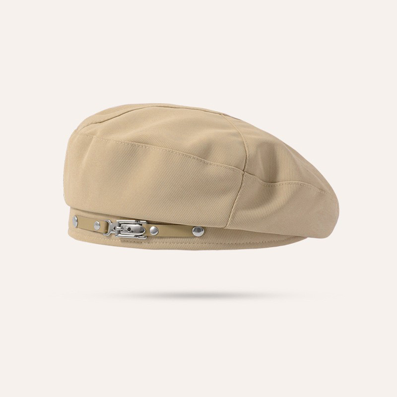 Botón de metal boina negra mujer primavera y otoño cara pequeña sombrero octogonal sombrero invierno retró retró retrospectiva pintor sombrero