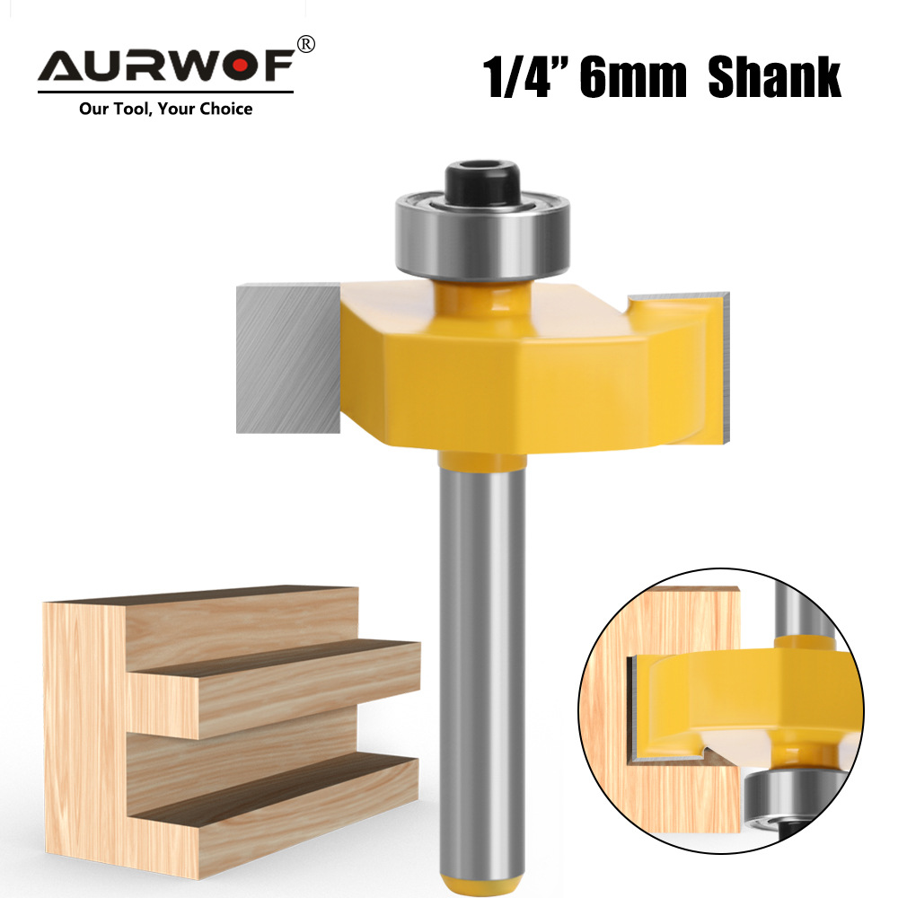 6/6.35柄滚珠T型刀黄漆槽口刀开槽刀木工开槽铣刀修边机木工刀具