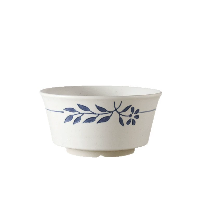 Blue leaf ceramic tableware Japanese retro simple rice bowl dinner plate household dishes stoneware dish plate shallow plate double-eared soup bowl